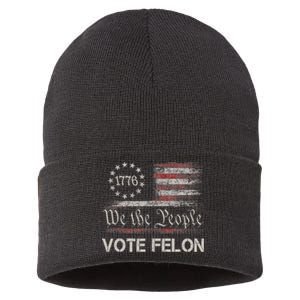 Vote Felon Trump 2024 45 And 47 Funny Vote For The Felon Sustainable Knit Beanie