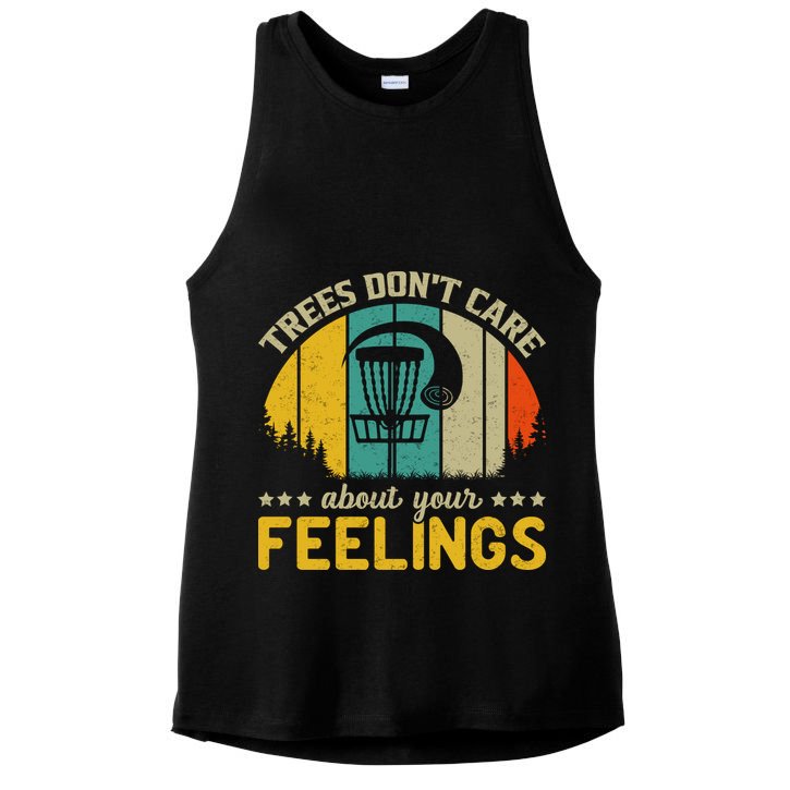Vintage Frolf Trees Don't Care About Your Feelings Disc Golf Ladies PosiCharge Tri-Blend Wicking Tank