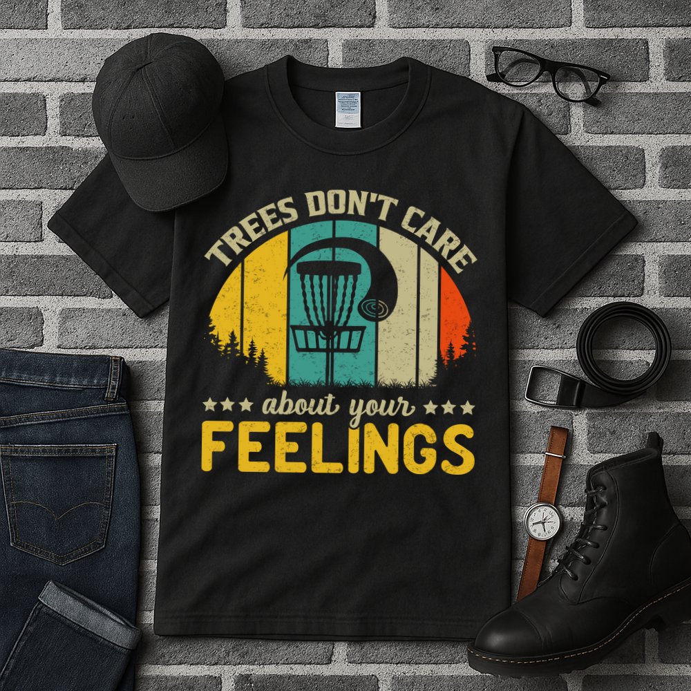 Vintage Frolf Trees Don't Care About Your Feelings Disc Golf Tall T-Shirt