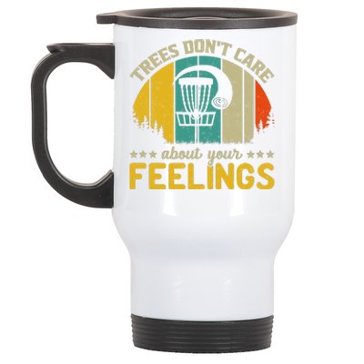 Vintage Frolf Trees Don't Care About Your Feelings Disc Golf Stainless Steel Travel Mug