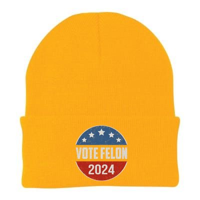 Vote Felon Trump 2024 45 And 47 Funny Vote For The Felon Knit Cap Winter Beanie