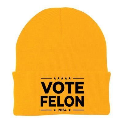 Vote Felon Trump 2024 45 And 47 Funny Vote For The Felon Knit Cap Winter Beanie