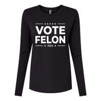 Vote Felon Trump 2024 45 And 47 Funny Vote For The Felon Womens Cotton Relaxed Long Sleeve T-Shirt