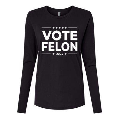 Vote Felon Trump 2024 45 And 47 Funny Vote For The Felon Womens Cotton Relaxed Long Sleeve T-Shirt