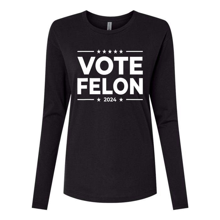 Vote Felon Trump 2024 45 And 47 Funny Vote For The Felon Womens Cotton Relaxed Long Sleeve T-Shirt