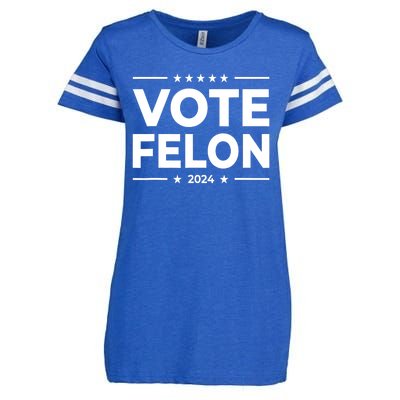 Vote Felon Trump 2024 45 And 47 Funny Vote For The Felon Enza Ladies Jersey Football T-Shirt