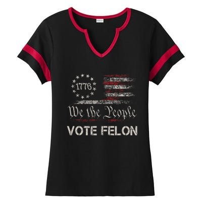 Vote Felon Trump 2024 45 And 47 Ladies Halftime Notch Neck Tee