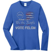 Vote Felon Trump 2024 45 And 47 Ladies Long Sleeve Shirt