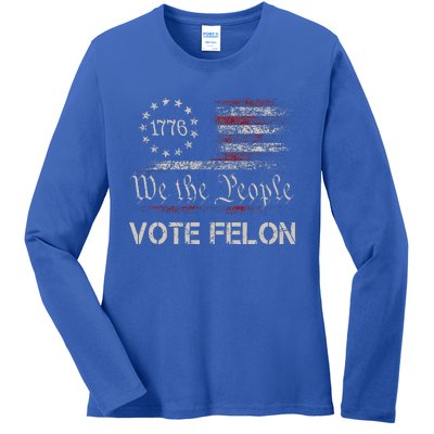 Vote Felon Trump 2024 45 And 47 Ladies Long Sleeve Shirt