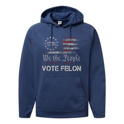 Vote Felon Trump 2024 45 And 47 Performance Fleece Hoodie