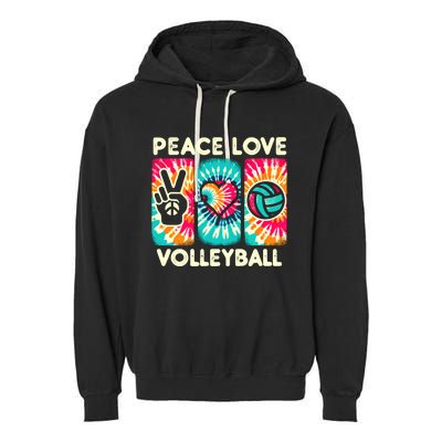 Volleyball For Teens Wo Girl Peace Love Volleyball Garment-Dyed Fleece Hoodie