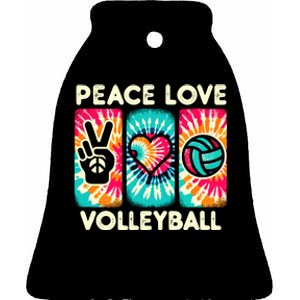 Volleyball For Teens Wo Girl Peace Love Volleyball Ceramic Bell Ornament