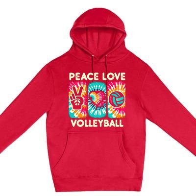 Volleyball For Teens Wo Girl Peace Love Volleyball Premium Pullover Hoodie