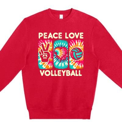 Volleyball For Teens Wo Girl Peace Love Volleyball Premium Crewneck Sweatshirt