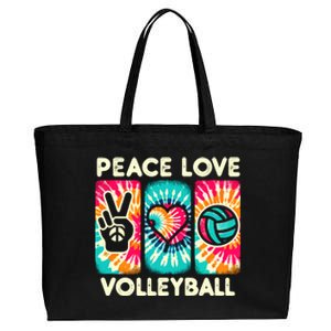 Volleyball For Teens Wo Girl Peace Love Volleyball Cotton Canvas Jumbo Tote