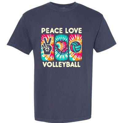 Volleyball For Teens Wo Girl Peace Love Volleyball Garment-Dyed Heavyweight T-Shirt