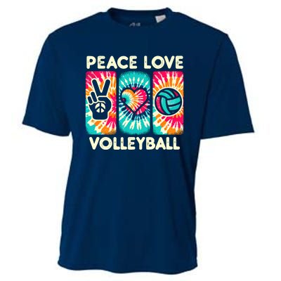 Volleyball For Teens Wo Girl Peace Love Volleyball Cooling Performance Crew T-Shirt