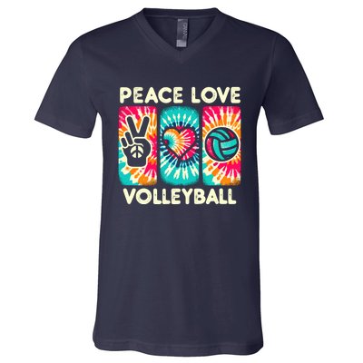 Volleyball For Teens Wo Girl Peace Love Volleyball V-Neck T-Shirt