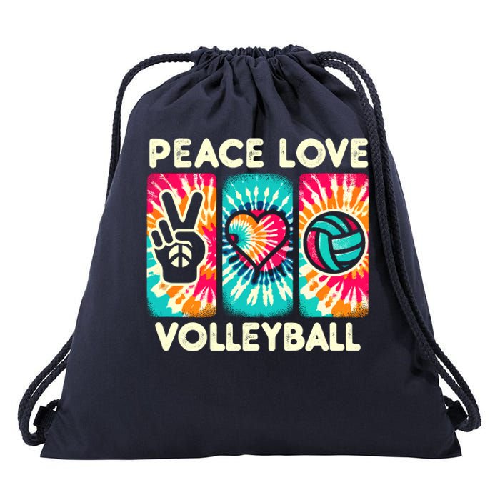 Volleyball For Teens Wo Girl Peace Love Volleyball Drawstring Bag