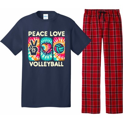 Volleyball For Teens Wo Girl Peace Love Volleyball Pajama Set