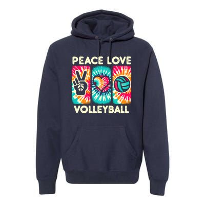 Volleyball For Teens Wo Girl Peace Love Volleyball Premium Hoodie