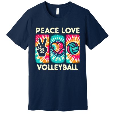 Volleyball For Teens Wo Girl Peace Love Volleyball Premium T-Shirt