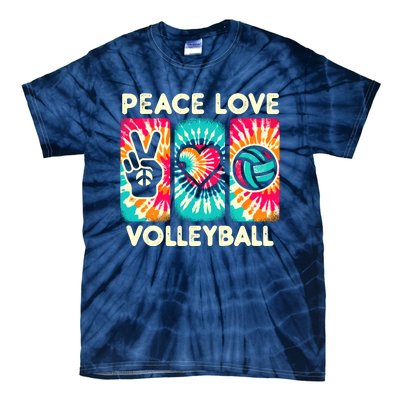 Volleyball For Teens Wo Girl Peace Love Volleyball Tie-Dye T-Shirt