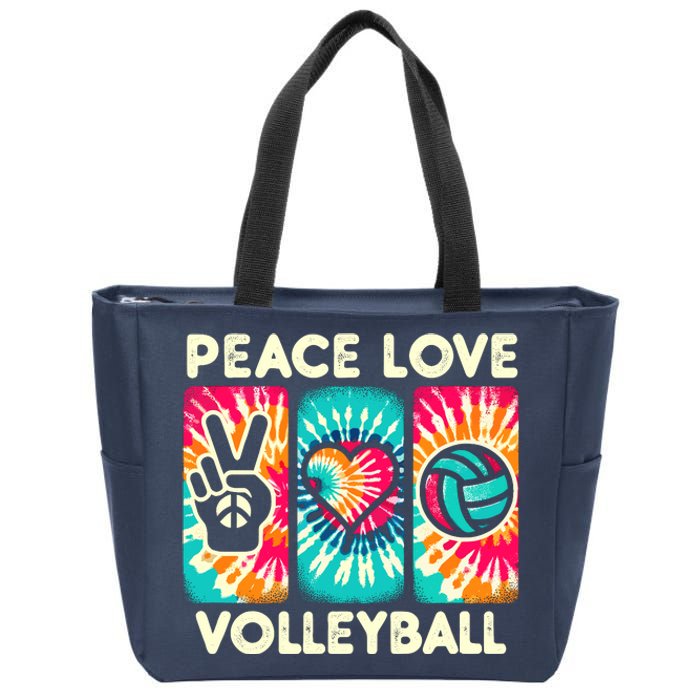 Volleyball For Teens Wo Girl Peace Love Volleyball Zip Tote Bag