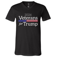 Veterans For Trump 2024 Conservative Republican Trump 2024 V-Neck T-Shirt