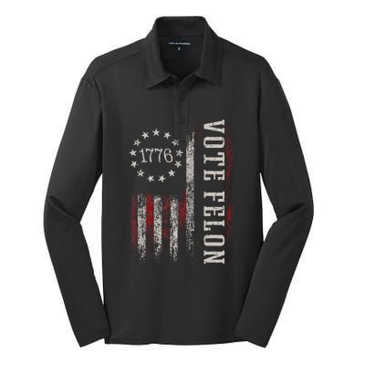 Vote Felon Trump 2024 45 And 47 Silk Touch Performance Long Sleeve Polo