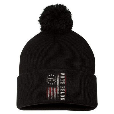 Vote Felon Trump 2024 45 And 47 Pom Pom 12in Knit Beanie