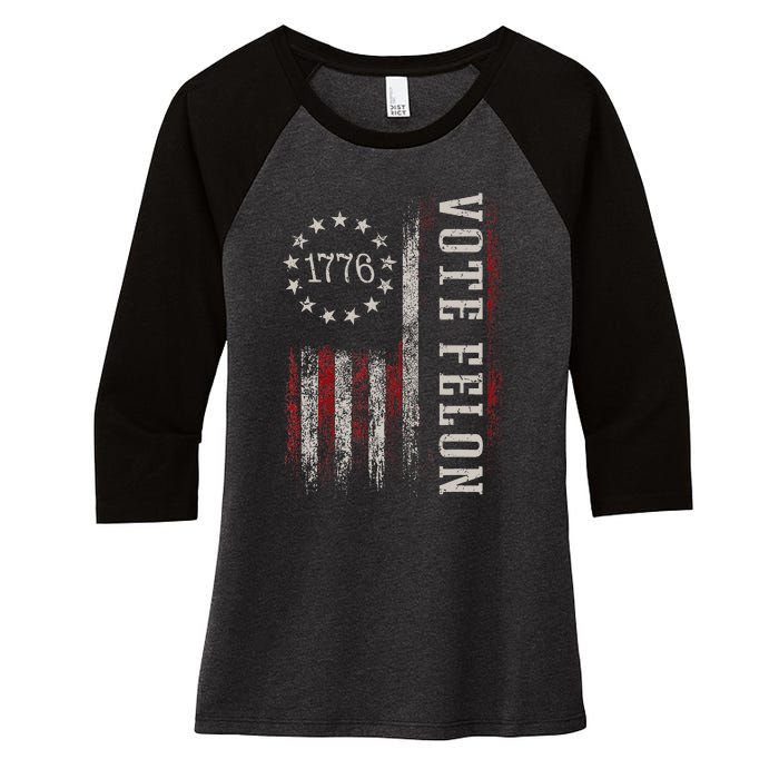 Vote Felon Trump 2024 45 And 47 Women's Tri-Blend 3/4-Sleeve Raglan Shirt