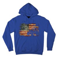 Vintage Farm Tractor American Flag Patriotic Farming Usa Gift Hoodie