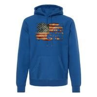 Vintage Farm Tractor American Flag Patriotic Farming Usa Gift Premium Hoodie