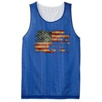 Vintage Farm Tractor American Flag Patriotic Farming Usa Gift Mesh Reversible Basketball Jersey Tank