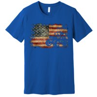 Vintage Farm Tractor American Flag Patriotic Farming Usa Gift Premium T-Shirt