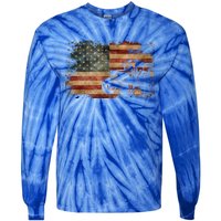 Vintage Farm Tractor American Flag Patriotic Farming Usa Gift Tie-Dye Long Sleeve Shirt