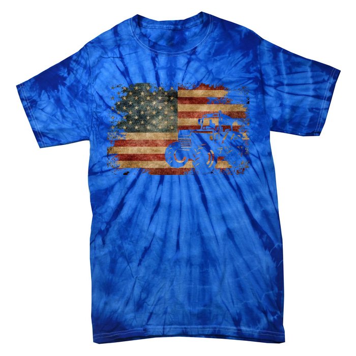 Vintage Farm Tractor American Flag Patriotic Farming Usa Gift Tie-Dye T-Shirt