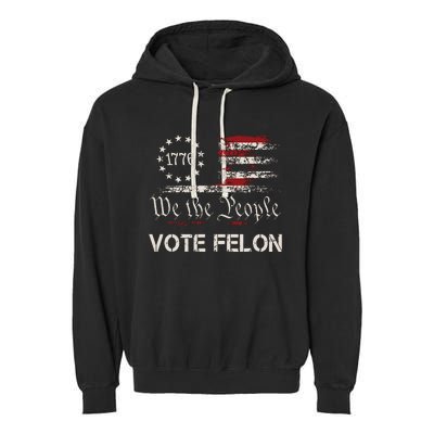 Vote Felon Trump 2024 45 And 47 Funny Vote For The Felon Garment-Dyed Fleece Hoodie