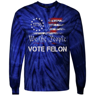 Vote Felon Trump 2024 45 And 47 Funny Vote For The Felon Tie-Dye Long Sleeve Shirt