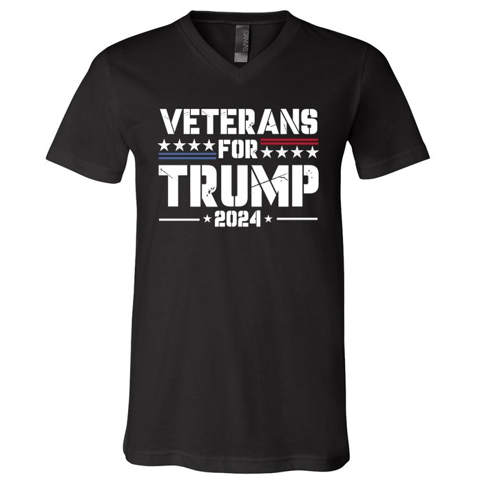 Veterans For Trump 2024 Election 2024 V-Neck T-Shirt