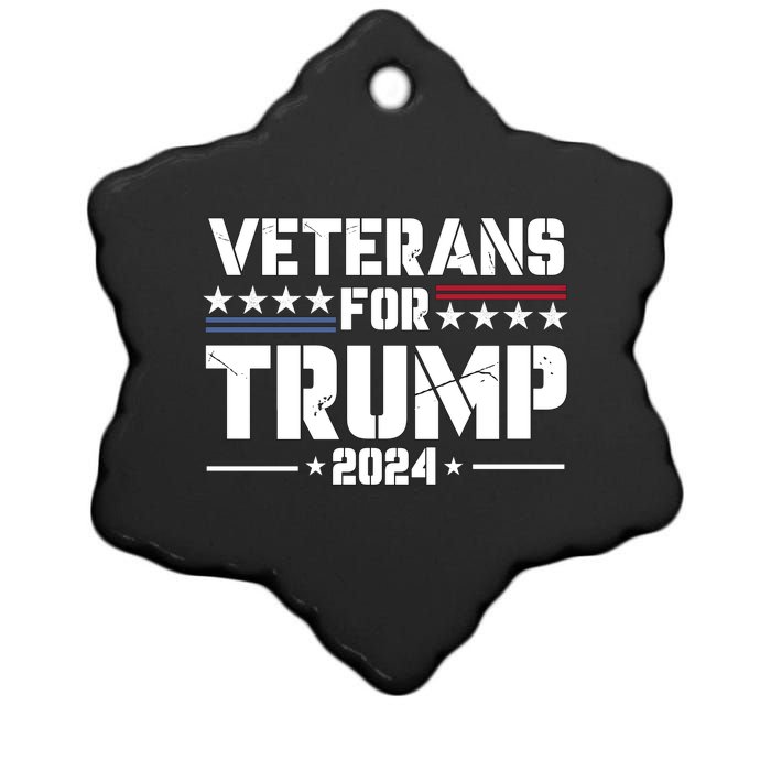 Veterans For Trump 2024 Election 2024 Ceramic Star Ornament