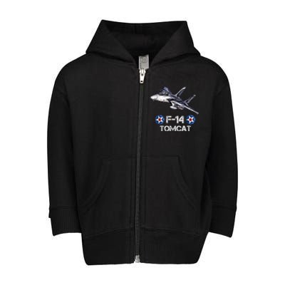 Vintage F14 Tomcat Fighter Jet Military Aviation Toddler Zip Fleece Hoodie