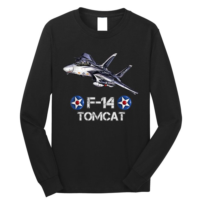 Vintage F14 Tomcat Fighter Jet Military Aviation Long Sleeve Shirt