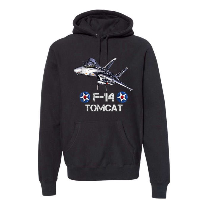 Vintage F14 Tomcat Fighter Jet Military Aviation Premium Hoodie