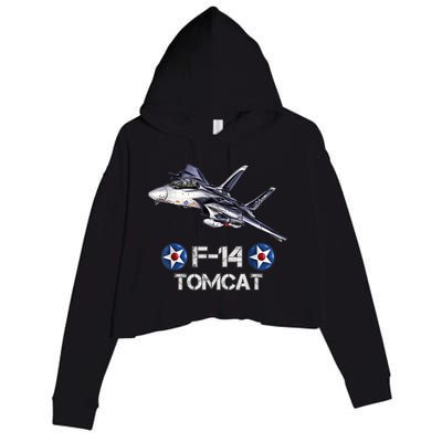 Vintage F14 Tomcat Fighter Jet Military Aviation Crop Fleece Hoodie