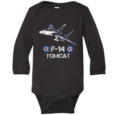 Vintage F14 Tomcat Fighter Jet Military Aviation Baby Long Sleeve Bodysuit