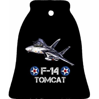 Vintage F14 Tomcat Fighter Jet Military Aviation Ceramic Bell Ornament