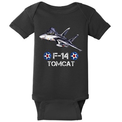 Vintage F14 Tomcat Fighter Jet Military Aviation Baby Bodysuit