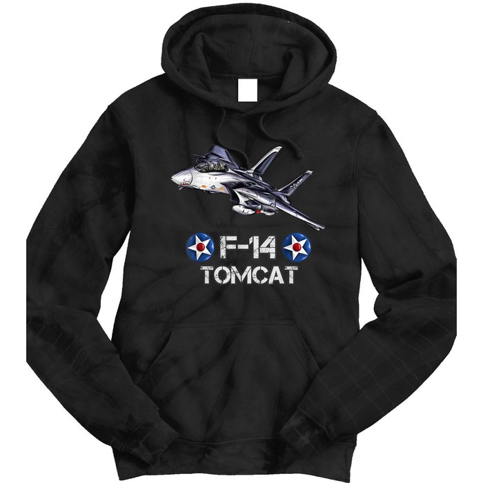 Vintage F14 Tomcat Fighter Jet Military Aviation Tie Dye Hoodie